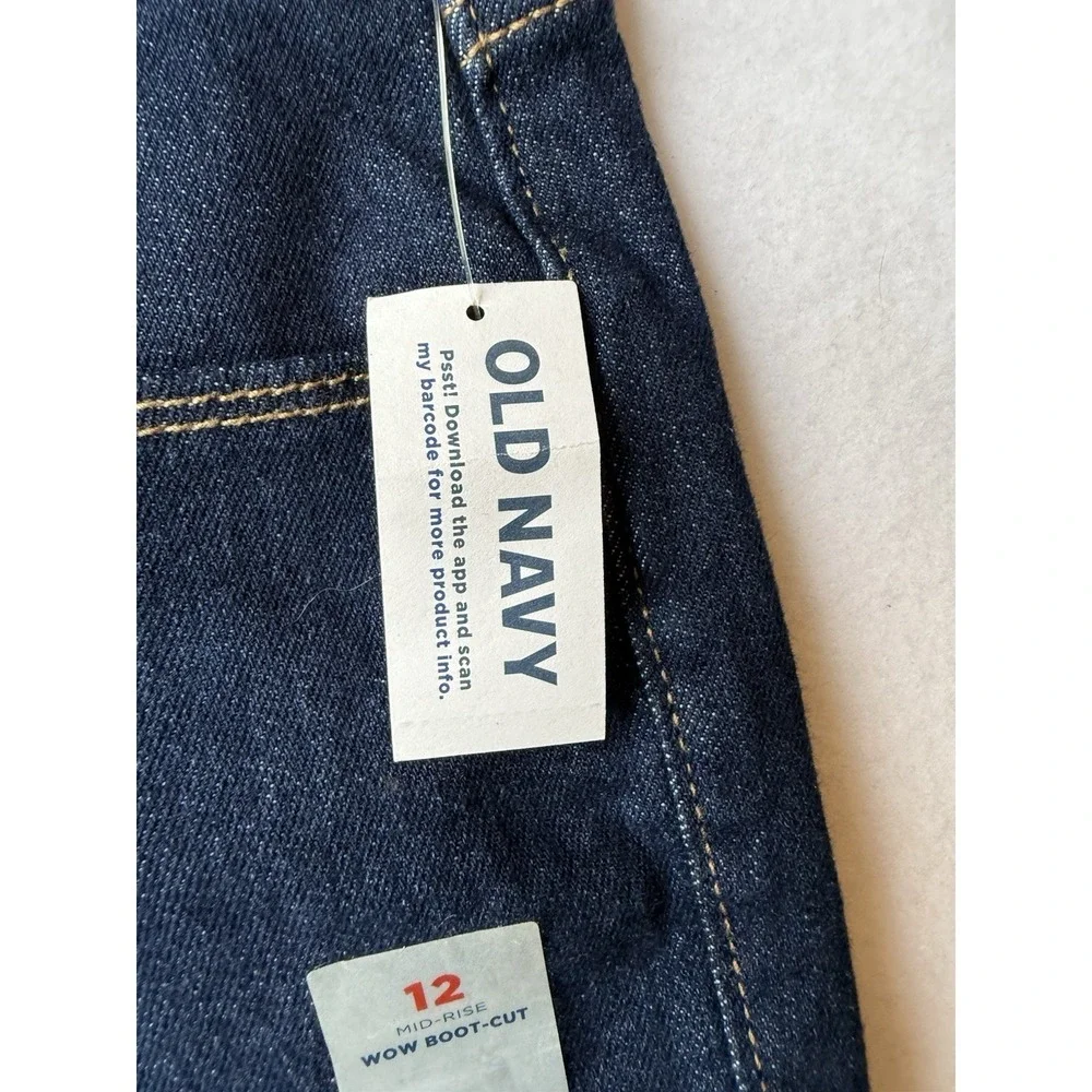 Old Navy Wow Boot Cut Jeans Womens 12 Mid Rise Dark Wash NWT Stretch Denim